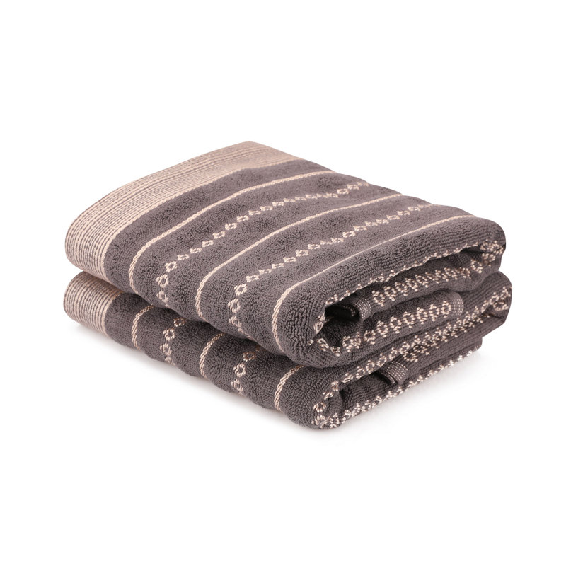 Ensemble de serviettes de bain de luxe, noir et crème, 19,7 x 35,4 pouces | 100% coton, 17,9 oz / verge carrée | Ultra-doux, très absorbant, parfait pour la maison et le spa | Lavage doux recommandé, sans javellisant