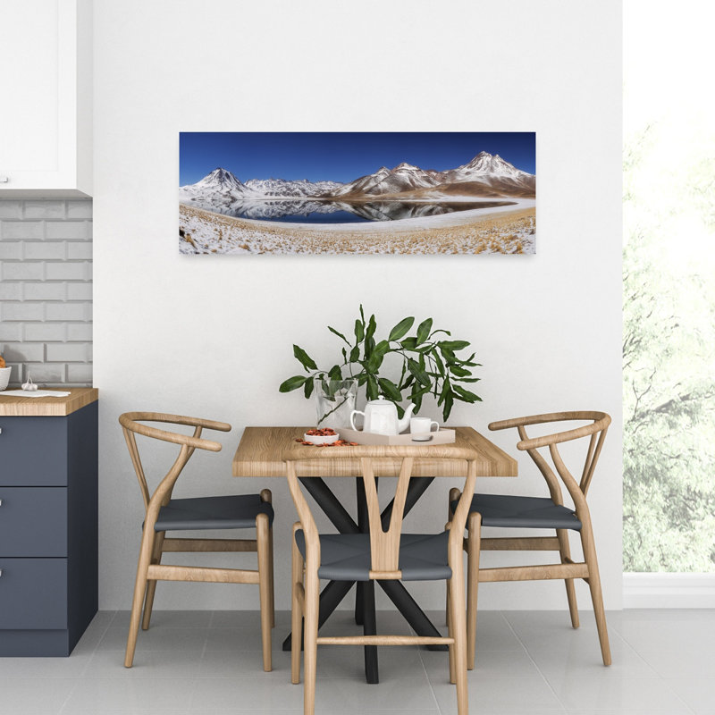 «Snowy Mountain Lake», art dramatique serein, paysage dramatique, montagne, réflexion, H 12 po x l 36 po