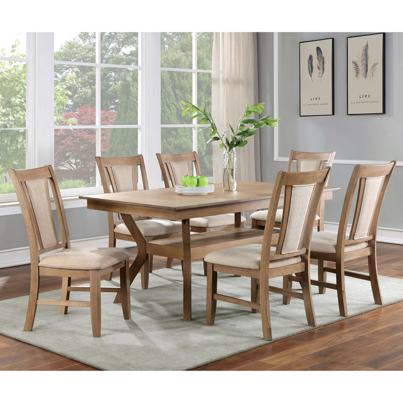 Ensemble de table de salle à manger 7 pièces Gabaldon, 7 pièces : table, 6 chaises, Crème