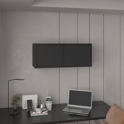 Note 32"W X 13" H Wall Cabinet  With Sliding Doors , Wall Shelf, Storage Cabinet, Bedroom, Office, Living Room, Garage, Cabinet