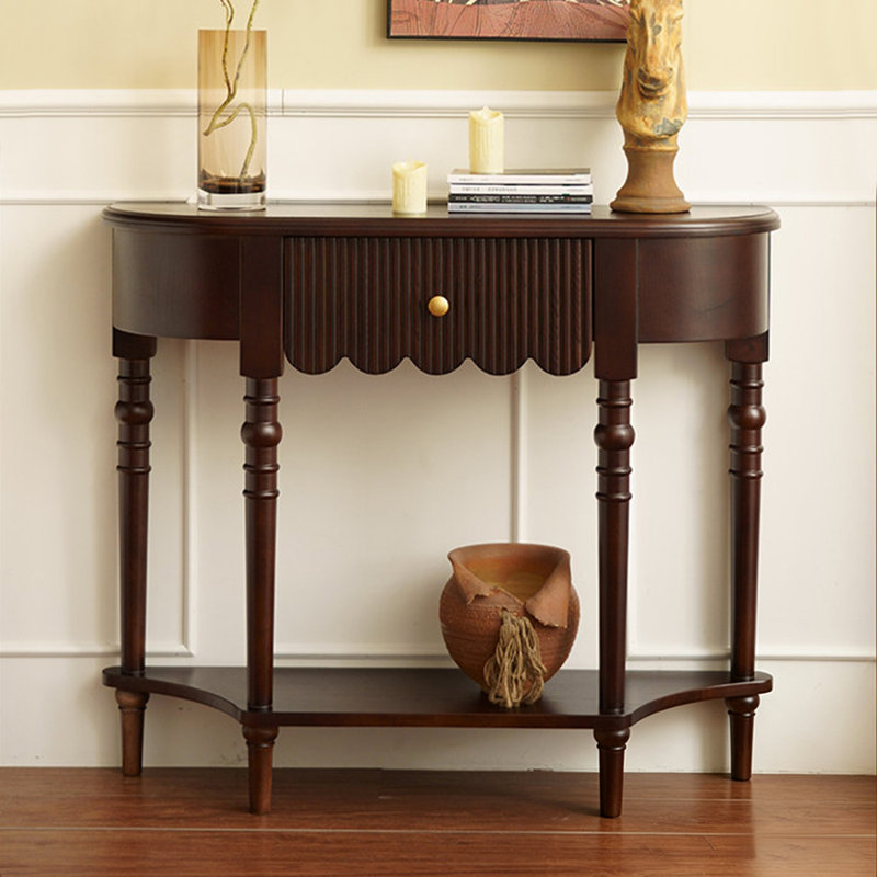 Console noire en bois massif