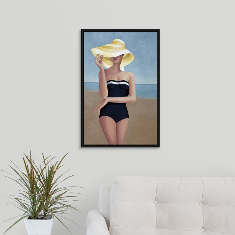 « cozumelting », peinture sur toile, H 49,7 po x l 33,7 po x P 1,75 po, Cadre flottant noir