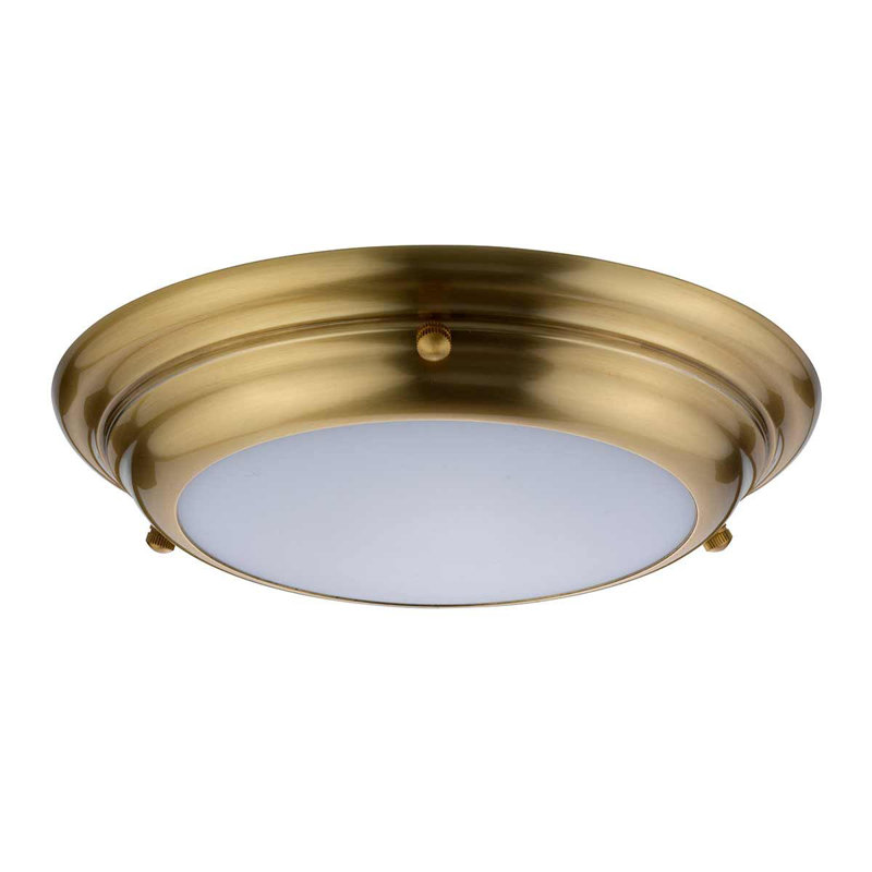 Orrwell Glass LED Flush Mount, Aged Brass