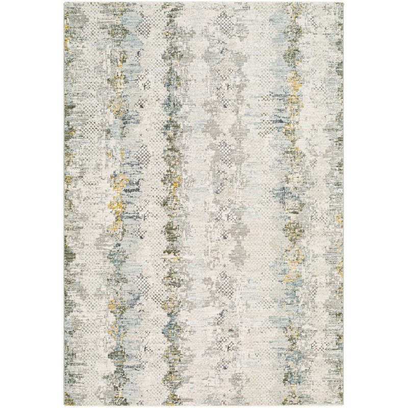 Abstract Machine Woven Polyester Area Rug in Light Gray, Rectangle 2' x 3'