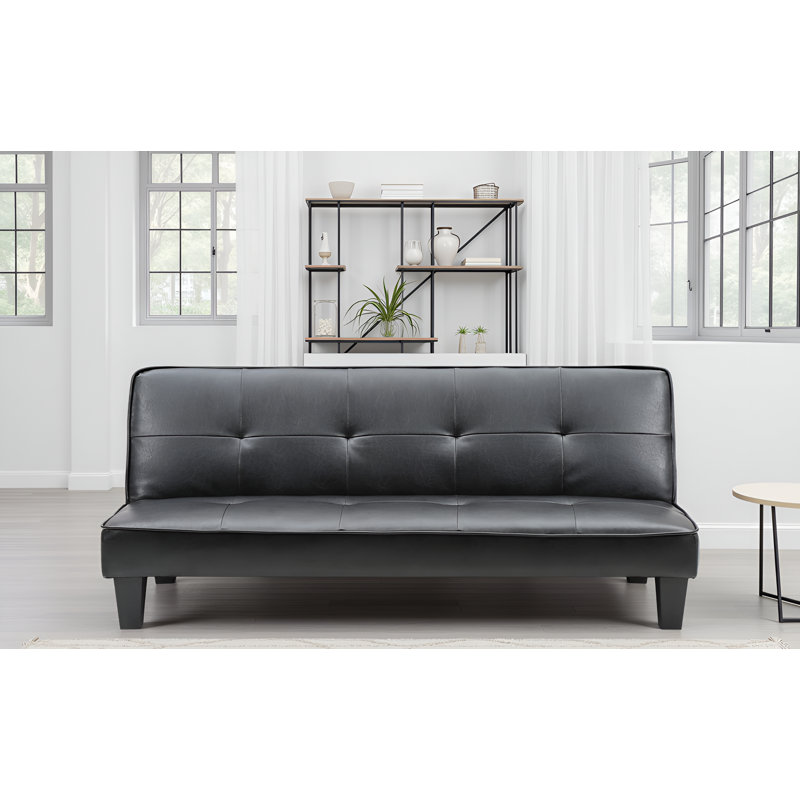 Loures Faux Leather Sofa Bed, Black