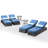 Clybourn Outdoor Patio Swimming Pool 4 Sets Of Adjustable Wicker Chaise Lounge Chair With Side Table-1620948167