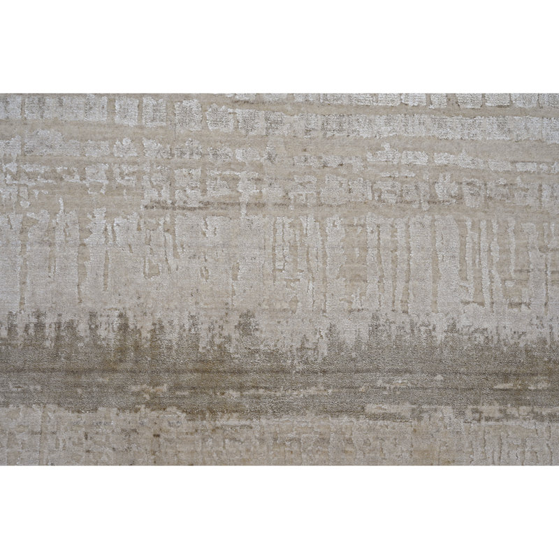 Hand Knotted Area Rug in Ivory/Camel, Rectangle 12' x 15'