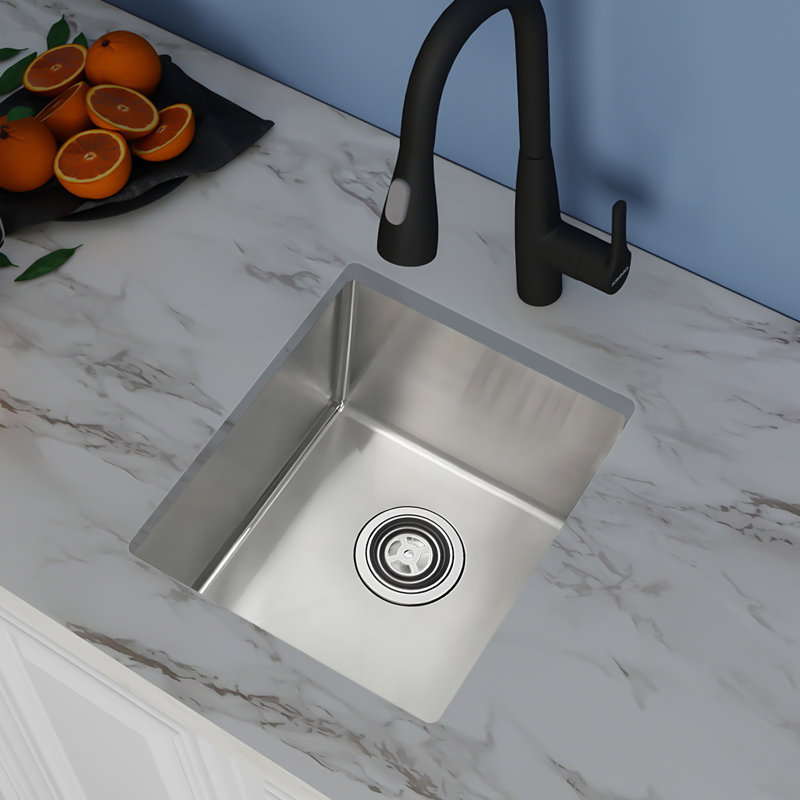 Évier de cuisine encastrable en acier inoxydable de calibre 16 15 W * 17 L
