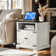 Farmhouse Nightstand With Charging Station, 24” Large End Table With Barn Doors