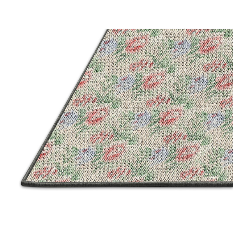 Tapis beige à motif floral Nojus, Rectangle 5 pi x 7 pi