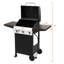 Barbecue au propane à 3 brûleurs en noir avec tables d'appoint pliables et roues portatives pour la cuisine en plein air
