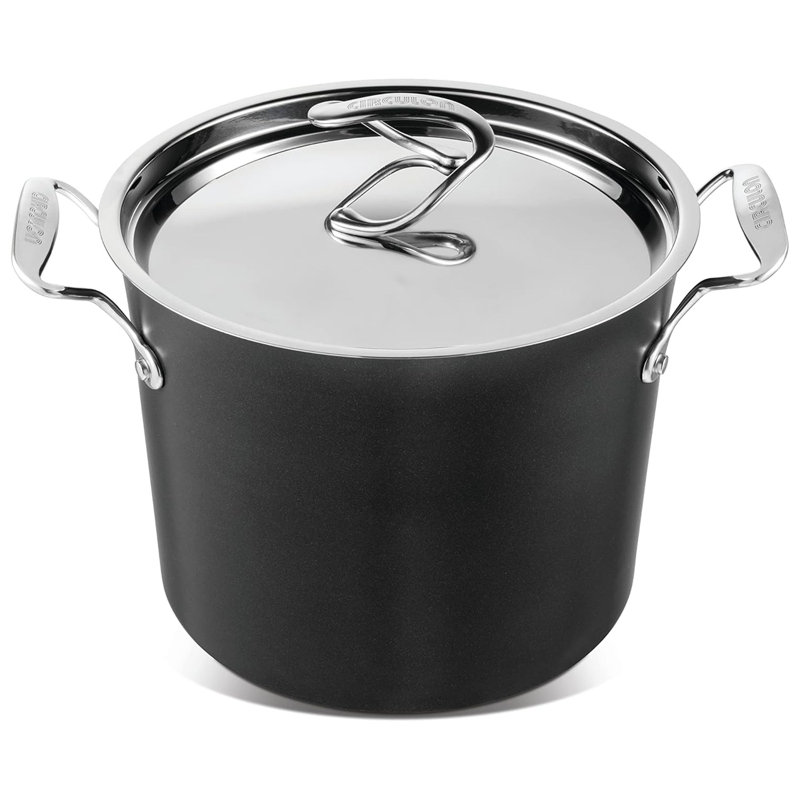 Meyer Circulon Style Hard Anodised Non Stick Stockpot with Lid 24cm / 7.6L - Black