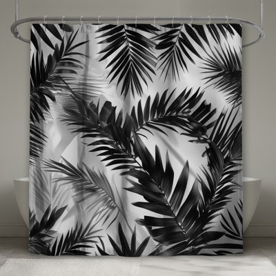 Black Palm Leaves Shower Curtains Extra Long