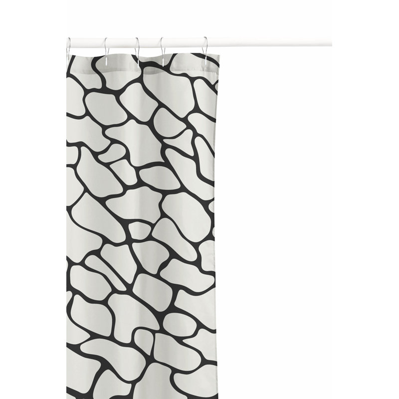 Patch Play Ultra-Thin Lightweight Shower Curtain, Ivory/Charcoal