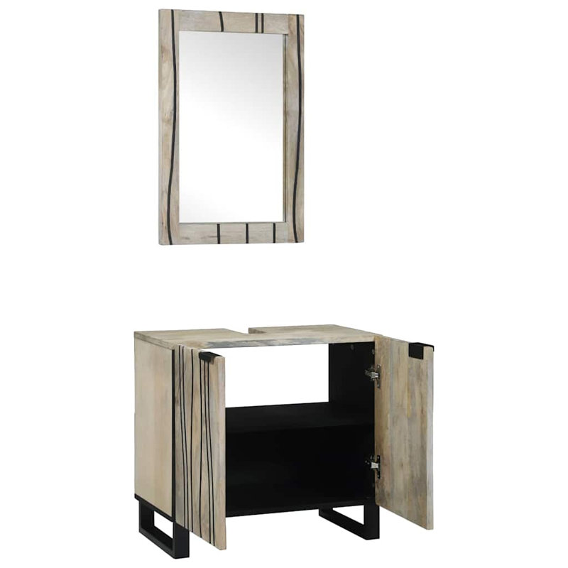 Bathroom Furniture Set With Shelf 2 Pcs 62 X 33 X 58 Cm, Gray