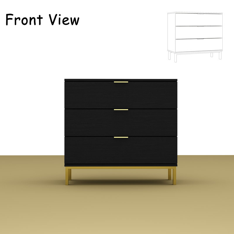 Spurlin 31.5" W 3-Drawer Dresser, Black