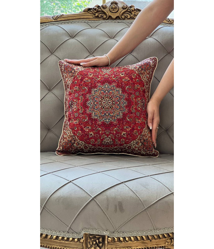 Square Pillow Cover & Insert, Red Floral Oriental, 20" H x 20" W
