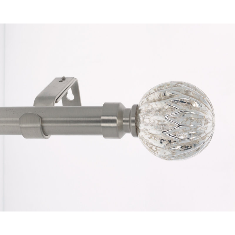 Tringle à rideaux simple réglable Varney, H 1 po x l 48 po x P 1 po, Acier brossé / argenté