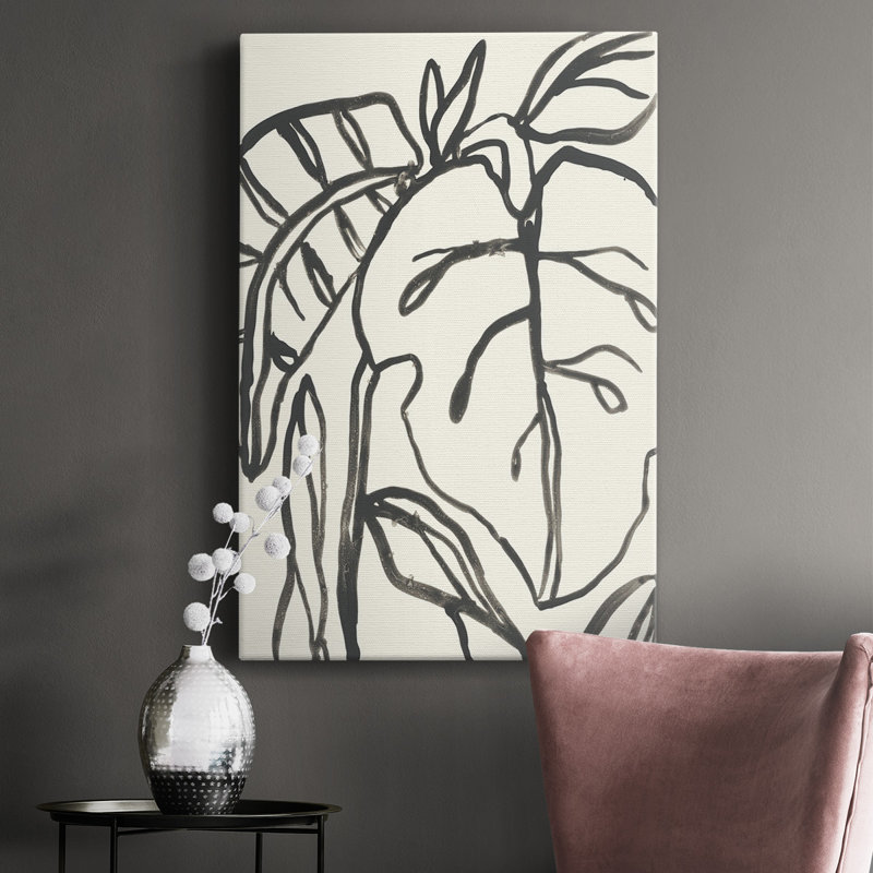 Contour tropical I - Reproduction de dessin sur toile tendue, H 18 po x l 12 po x P 1 po