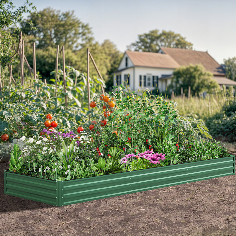 Millerville Raised Garden Bed-12x4x1 FT, Green, 12'' H x 144'' W x 48'' D