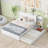 White Queen Storage Platform Bed with Pull-Out Shelves and Trundle, Solid Pine Wood-220846487