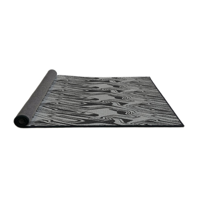 Tapis gris/zone noire à motifs, Rond 3 pi