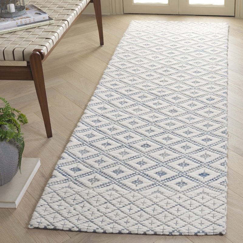 Marbella Handloomed Wool And Cotton Geometric Rug, Runner 2'6" x 8'