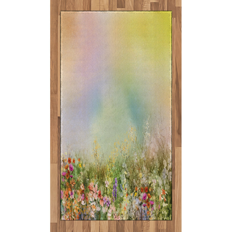 Floral High Density Long Fiber Poly Threads Decorative Area Rug Carpet, Rectangle 2'7" x 5'