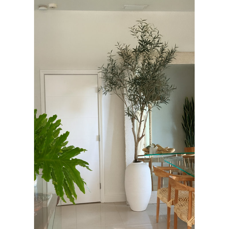Olive artificielle dans un vase blanc, Blanc