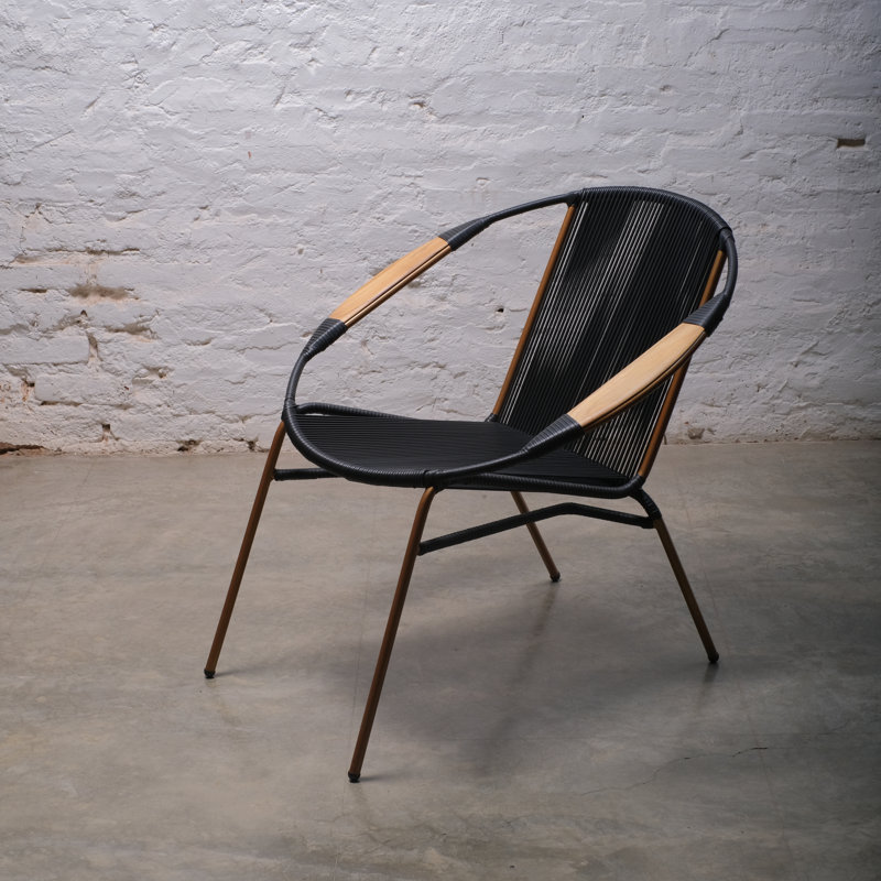 Solido Stackable Accent Chair with Rope Weave, Black