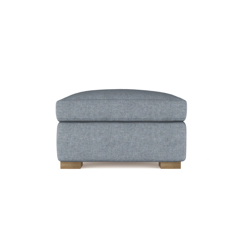 Horatio Upholstered Ottoman, Plush Velvet Haze, Weathered