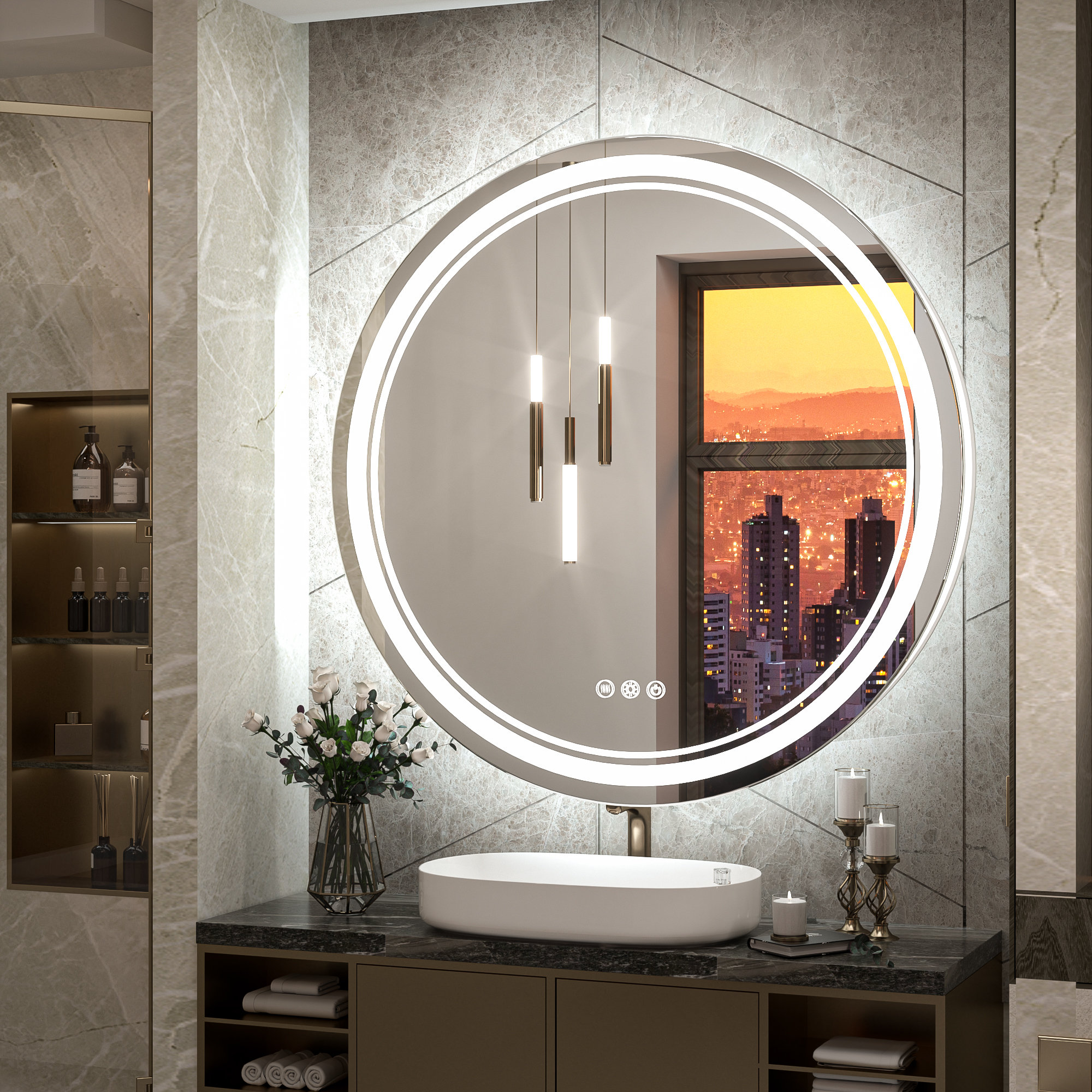 Orren Ellis Elayshia Lighted Dimmable LED Frontlit&Backlit Frameless