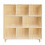 Bois de pin, 8 rangements, livres, boîtes de décoration, conception de compartiment optimisée, construction verticale, bibliothèque arrière optionnelle, tablettes fixes, fonctionnalité Space Cross, pour inclinaison murale
