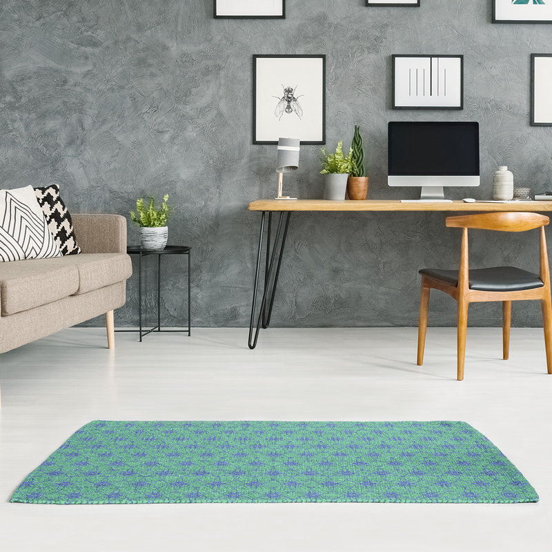 Tapis de zone verte cercles ornés, Rectangle 2 pi x 3 pi
