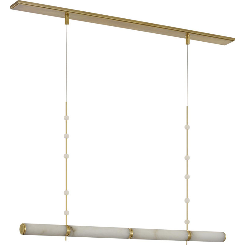 Anne-Marie Barton Marcell 56" Linear Chandelier with Alabaster, Antique-Burnished Brass