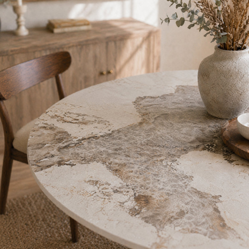Table de salle à manger ronde en noyer pour 2 à 10 personnes, 29.53"H x 62.99"L x 62.99"W, Pandora