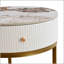 Table de chevet 19,68 pouces avec tiroir, table de bout ronde en marbre avec rangement, table d'appoint