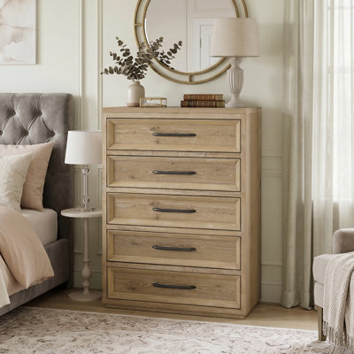 Ponce Solid Wood 5-Drawer Chest with Felt-lined Top Drawer
