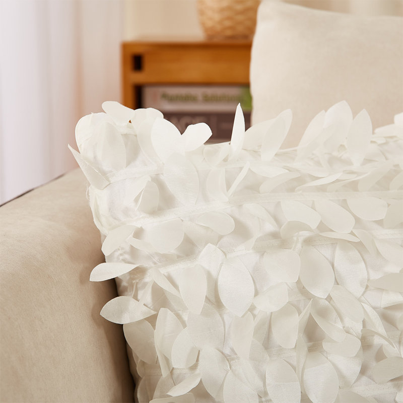 Jeté floral, 18 po x 18 po, Housse de coussin seulement - sans insert, Blanc