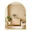 Miroir de salle de bain arqué en métal doré pour mur, rehaussant l'élégance et la clarté réfléchissante de tout espace.-629292477-714266567