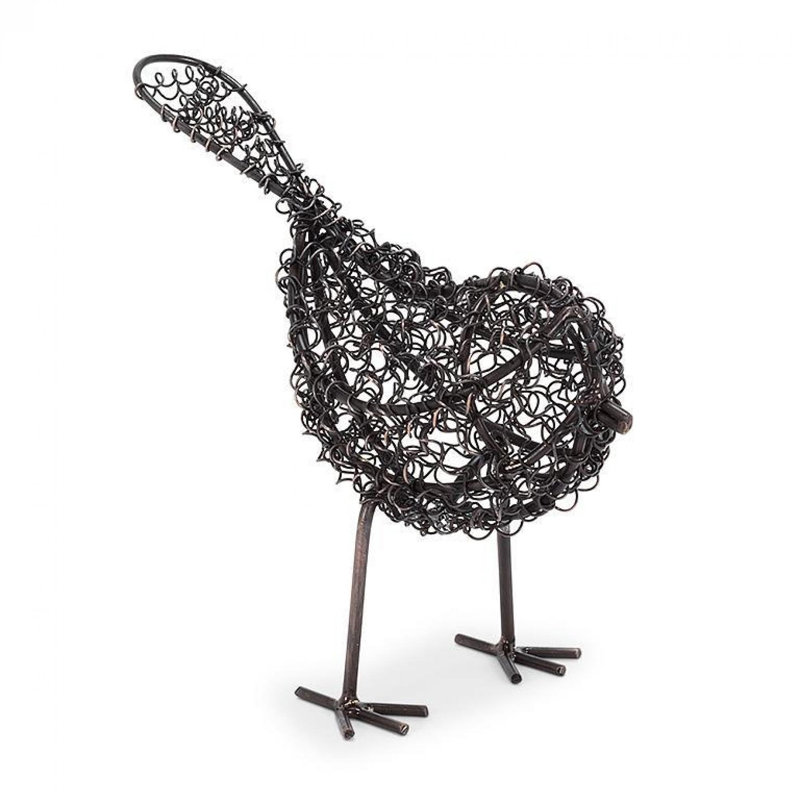 Figurine d'oiseau bouclé tissé debout