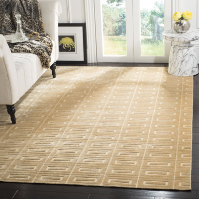 Danyele Hand Loomed Viscose/Cotton Geometric Rug in Champagne
