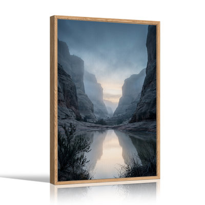 Misty Sandstone Canyon River Reflection Canvas Wall Art