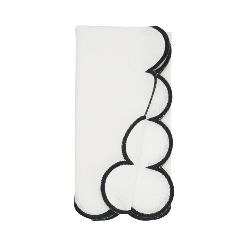 Paddock 100% Cotton Rectangle Napkin, White/Black