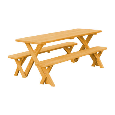 Dyann Rectangular 6 - Person 70" Long Pine Picnic Table