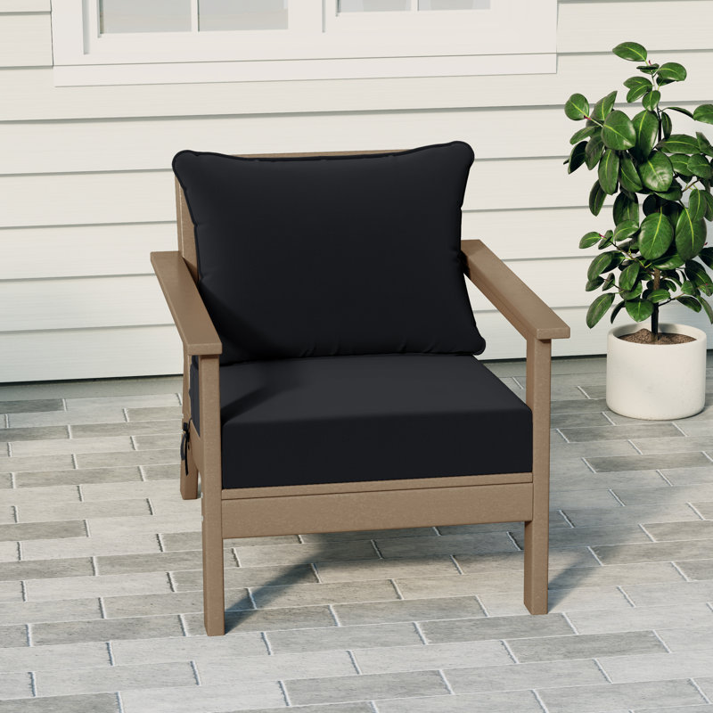 Hydea Deep Seating Chair With Cushions, Weathered Wood, Black