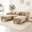 Canapé modulaire en U 3 de couleur café, tissu bouclé avec 2 repose-pieds et pieds de lecture uniques, modernes, en tissu, 3 repose-pieds en forme de coquillage, pieds cylindriques auto-enveloppés,-649594259