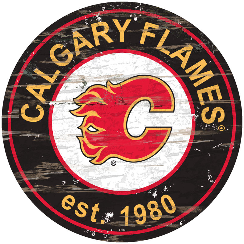 Décoration murale à enseigne vieillie colorado avalanche, Calgary Flames