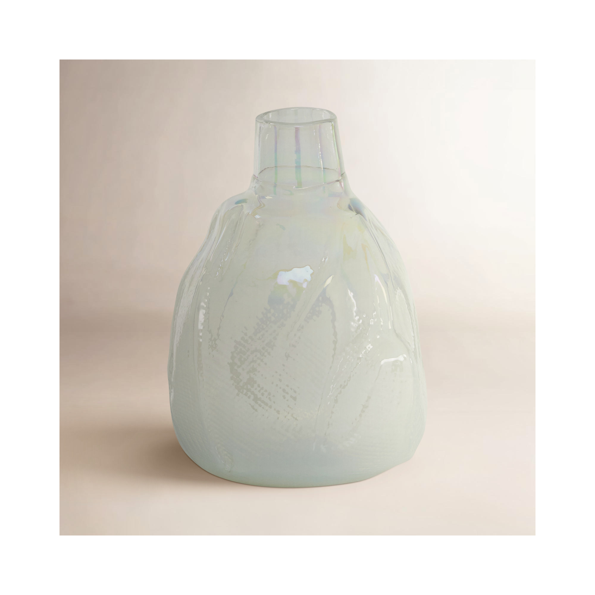 Isela Glass Table Vase, White, 13.58" H x 9" W x 9" D