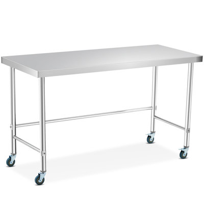 Table de travail en acier inoxydable - Table de préparation de cuisine commerciale et domestique à base ouverte, roues optionnelles ou pieds fixes